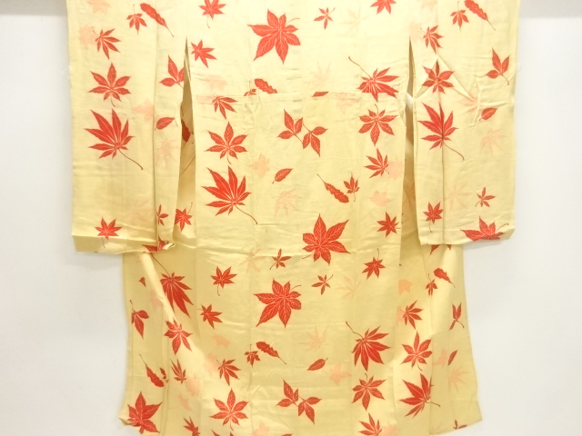 JAPANESE KIMONO / ANTIQUE LEAF PATTERN HITOEJUBAN